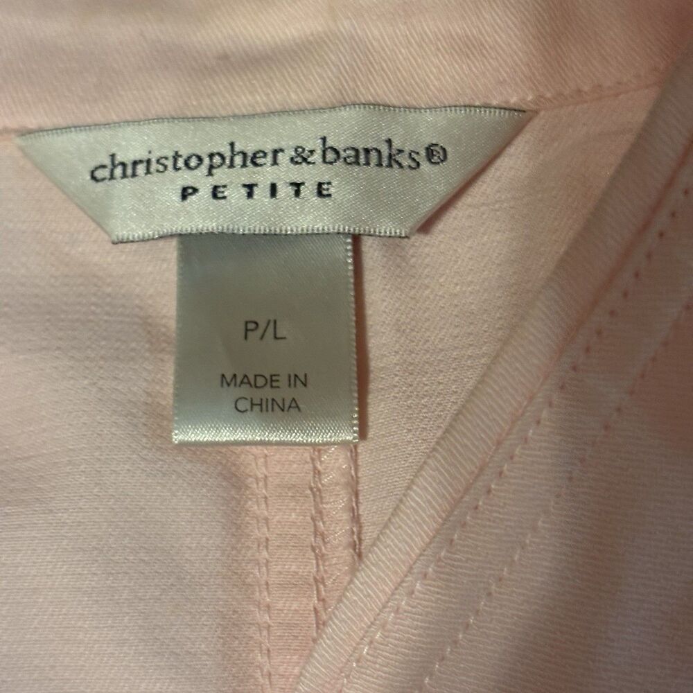 Christopher & Banks Women's Pink Button Front Collared Jacket w/ Pockets PL - Picture 2 of 4